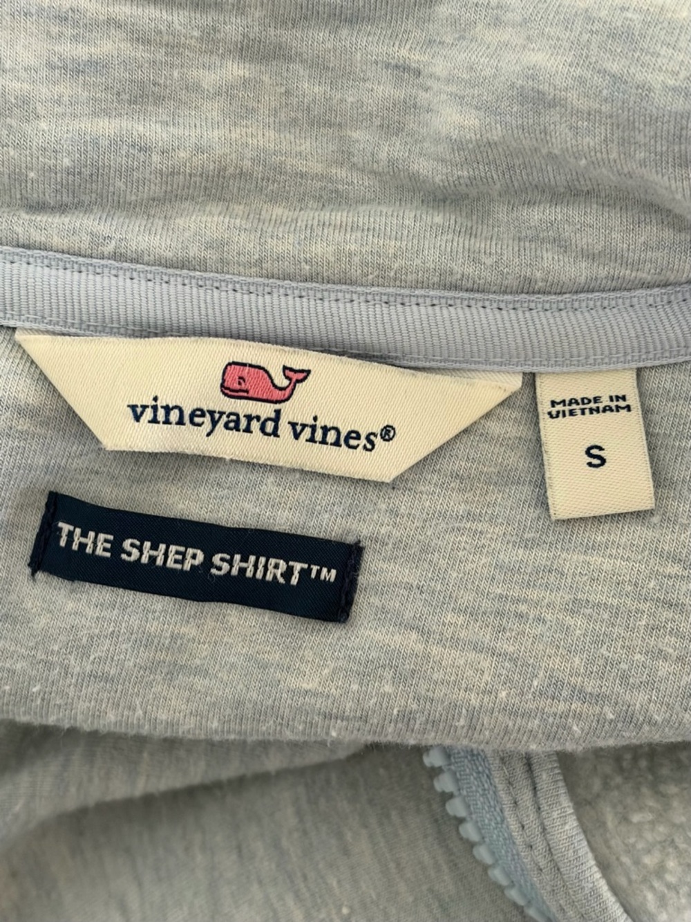 Vineyard Vines Pale Blue Half-Zip Sweatshirt Shep Shirt - Picture 8 of 9